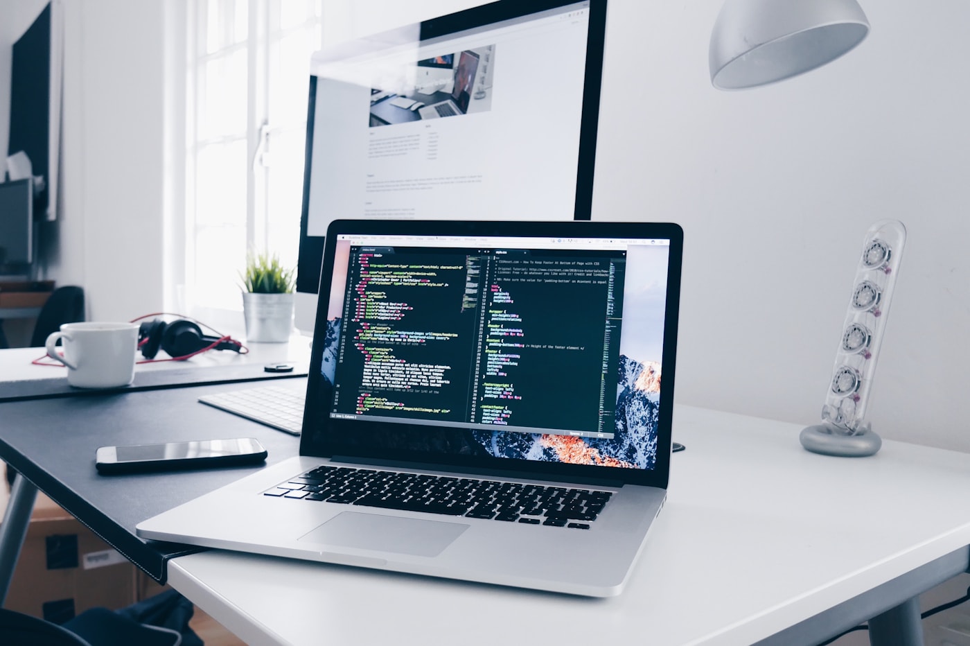 Simple Cable Management for a Rented Desk photographed in a real everyday living scene